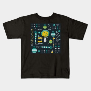 Mid-century carrots, apples and trees Kids T-Shirt